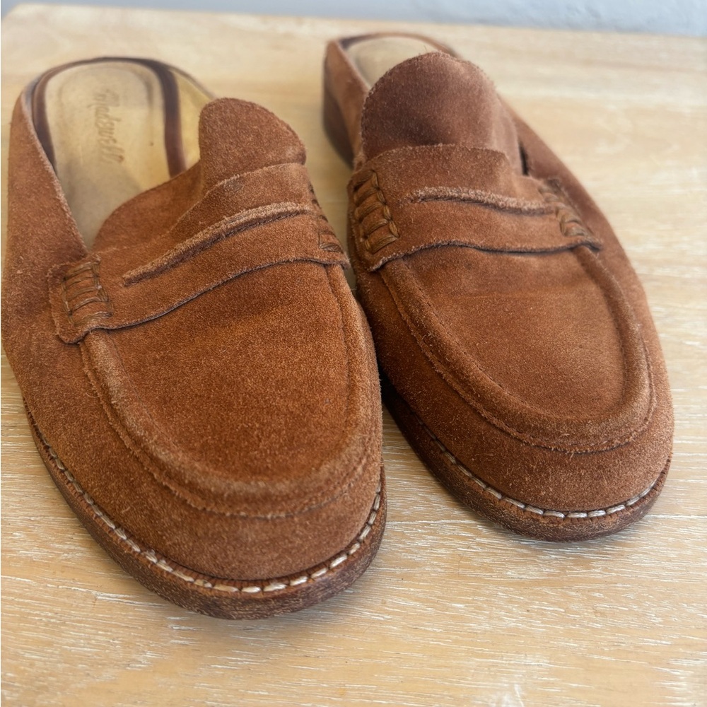 Madewell Suede Leather Mules Slides Size 7.5